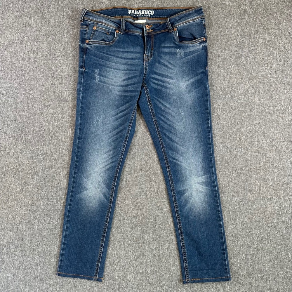 Parasuco Denim Jeans Womens 28 Blue Distressed Slim Straight Leg Y2K PAR-718